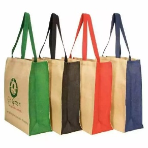 Multicolor jute promotional tote bags