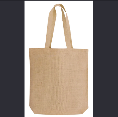 Natural jute tote bag with cotton handles